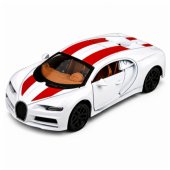 Metalinis sportinis automobilis, šviesos ir garsai, traukiamas atgal, baltas, 1:32