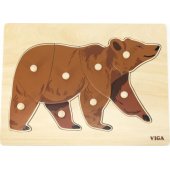 Viga Toys VIGA Drewniane Puzzle Montessori Miś Niedźwiedź z Pinezkami