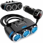 3 x Car Charger Socket Splitter 12/ 24V/ 2 x USB 2.1A