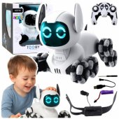 TOOBY Robot Dog Remote Controlled RC 360° Lights Sounds Black and Whit