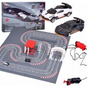 _7604419 Bugatti Racing trasa iš kaladėlių, 2 nuotoliniu būdu valdomi automobiliai! Super f