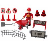 LeanToys Fire Department Set Crane Road Signs Firefighter