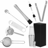 Barmeno rinkinys Boston shaker Springos KI0009 11 vnt. sidabrinis