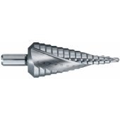 Step drill Ø4-30 mm, HSS. Step 2 mm. Helicoidal flute. Bright