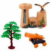 Cowboy Set Figures Wild West Cowboy Boat Cannon