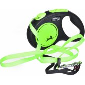 Flexi automatinis pavadėlis NEW NEON juostinis M 5 m žalias