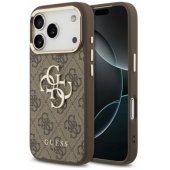 _8443059 Guess PU odos dėklas su 4G metaliniu logotipu ir auksiniu rėmeliu, skirtas iPhone 18