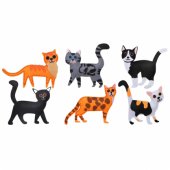 Creative Set of Sewing Plush Toys Felt Cats Plushies DIY 6 pcs.