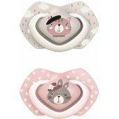 Silicone Symmetrical Soother 0-6m BONJOUR PARIS 22/ 647 Pink 2 pcs