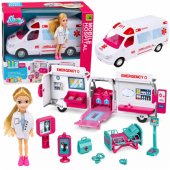 Foldable Ambulance For Dolls Hospital Mini Doll Accessories 11 pcs.
