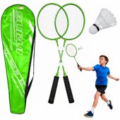 Badmintono rinkinys, raketės, skraidukas, dėklas, žalias