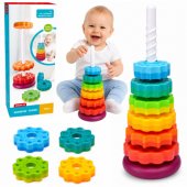 _8394754 Rotating Pyramid Tower Sorter Rainbow Puzzle 36cm 6 El.