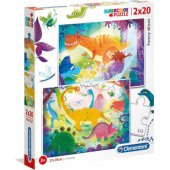 Clementoni Puzzle 2x20 pieces Super Color - Funny Dinosaurs