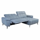 Kampinė sofa LUZERN RC, elektrinis atlošiamas krėslas, melsvai pilka