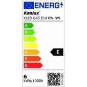 Kanlux LED FILAMENT XLED lemputė G45 E14 6W-NW 806lm 4000K neutrali spalva