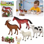 Set of Figurines, Animals, Farm, Trees, Fence, 13 pcs.