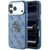 _8455251 Guess PU 4G dervos ir metalo logotipo dėklas, skirtas iPhone 18 Pro Max, mėlynas