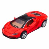 Sportinis automobilis, metalinis, atidaromomis durelėmis, su šviesomis ir garsais, raudonas, 1:32