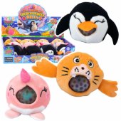 Penguin Porpoise Squeezable Plush Toy with Water Balls 6 cm