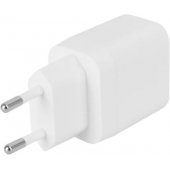 Wall charger 1x USB-A 18W, 1x USB-C PD 20W White