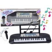 Elektrinis pianinas vaikams, mikrofono stovas, juodas