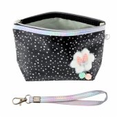 Pencil Case Cosmetic Bag Bow Shiny Dots Black 23x16cm