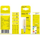 LED kaitrinė lemputė E14, C35T, 4W, 520lm, 3000K, 360°