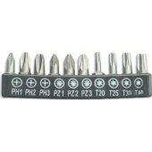 Dedra bit set 10 pieces, 25mm: SL5.5,6.5, PH1/ 2-2 pieces, PZ1/ 2-2