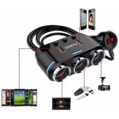 3 x Car Charger Socket Splitter 12/ 24V/ 2 x USB 2.1A