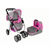 Baby Doll Stroller 2-in-1 Carrycot Bag Pink Stars