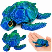 3D jūros vėžlio figūrėlė, judantys pelekai ir galva, mėlynai žalia, 8 cm