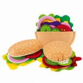 Plush and Felt Hamburger and Sandwich Making Set with Toppings – 28 Pi