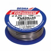 Dedra lydmetalis su fliusu Pb60Sn40, 2 mm, 100 g ant ritės - 31L42010