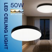 LED atsparus vandeniui 50W 3CCT 5500Lm IP54 Ø 500 x 42mm juodas