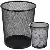 Office Waste Bin Metal Mesh Round Black 10 L