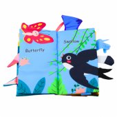 Minkšta sensorinė knygelė su paukščiais, čežanti, su cypsuku, spalvinga