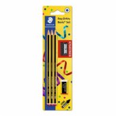 Staedtler Ołówek Noris 3szt HB + gumka + temperówka