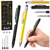 9-in-1 Multifunction Pens Spirit Level Flashlight Screwdriver Yellow B