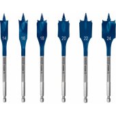 Self Cut Speed flat drill bit set, 6 pieces, O 14 - 24mm