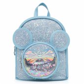 Vaikiška kuprinė su blizgučiais ir pelės ausimis, mėlyna, 22 cm, 3 l