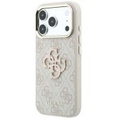 _8455253 Guess PU 4G dervos ir metalo logotipo dėklas, skirtas iPhone 18 Pro Max, rožinis
