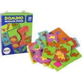 Loginis žaidimas, dvipusės dėlionės domino, dinozaurai, 10cm x 5cm, 28 dalys
