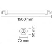 LED vandeniui atsparus 70 W linijinis šviestuvas su PHILIPS diodais, 150 cm, 4000 K