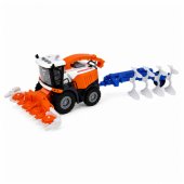 Agricultural Combine Harvester with Header and Plow Farmer Figures Hor