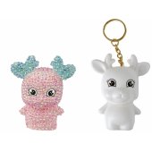 „Pasidaryk pats“ deimantų kūrybinis rinkinys Pink Reindeer, kristalai ir blizgučiai, 3D raktų pakabukas