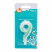 Candle topper Number 9 (7cm) White/ Green Ombre