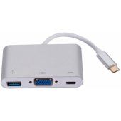 Multimedijos adapteris Type-C į VGA + USB / USB-C Baltas
