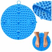 Apvalus pėdų masažo kilimėlis su akupresūros iškilimais, mėlynas, 33 cm