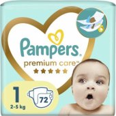 Premium Care sauskelnės, dydis 1, 2–5 kg, 72 vnt.