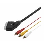 Vaizdo kabelis SCART 3xRCA 2m juodas